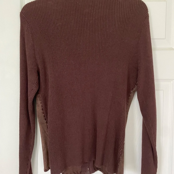 Brown zip suede sweater jacket - Size L - Picture 4 of 6